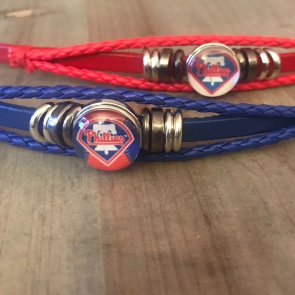 Philadelphia Phillies Braided Leather Bracelet - Picture 2 of 8